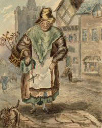 F. Bainbridge, Victorian Street Cries: London Street Hawker 'Toffee for Bones' – 1842 watercolour painting