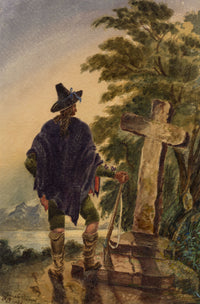 F. Bainbridge, A Spanish Peasant by Stone Cross – 1842 watercolour painting