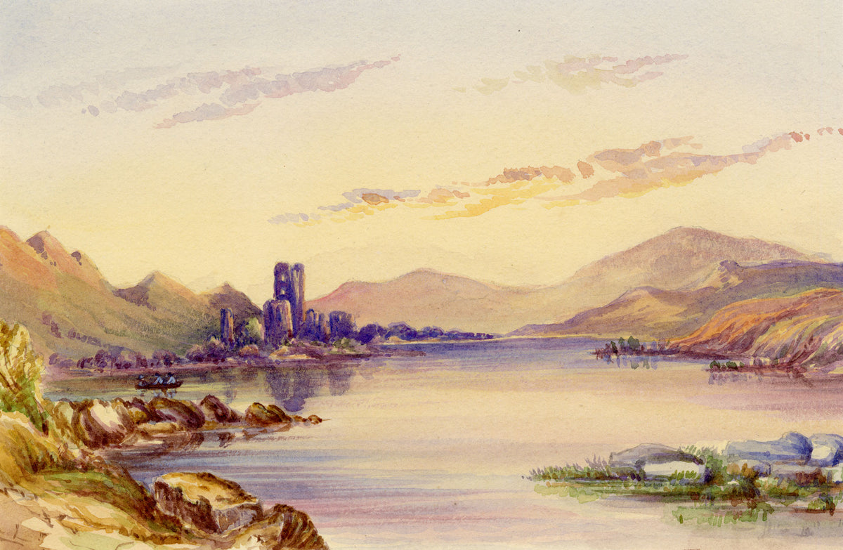 F. Bainbridge, Loch Awe, Argyll & Bute, Scottish Highlands – 1842 watercolour painting