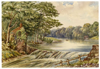 F. Bainbridge, Thorp Arch, River Wharfe, Yorkshire – 1876 watercolour painting