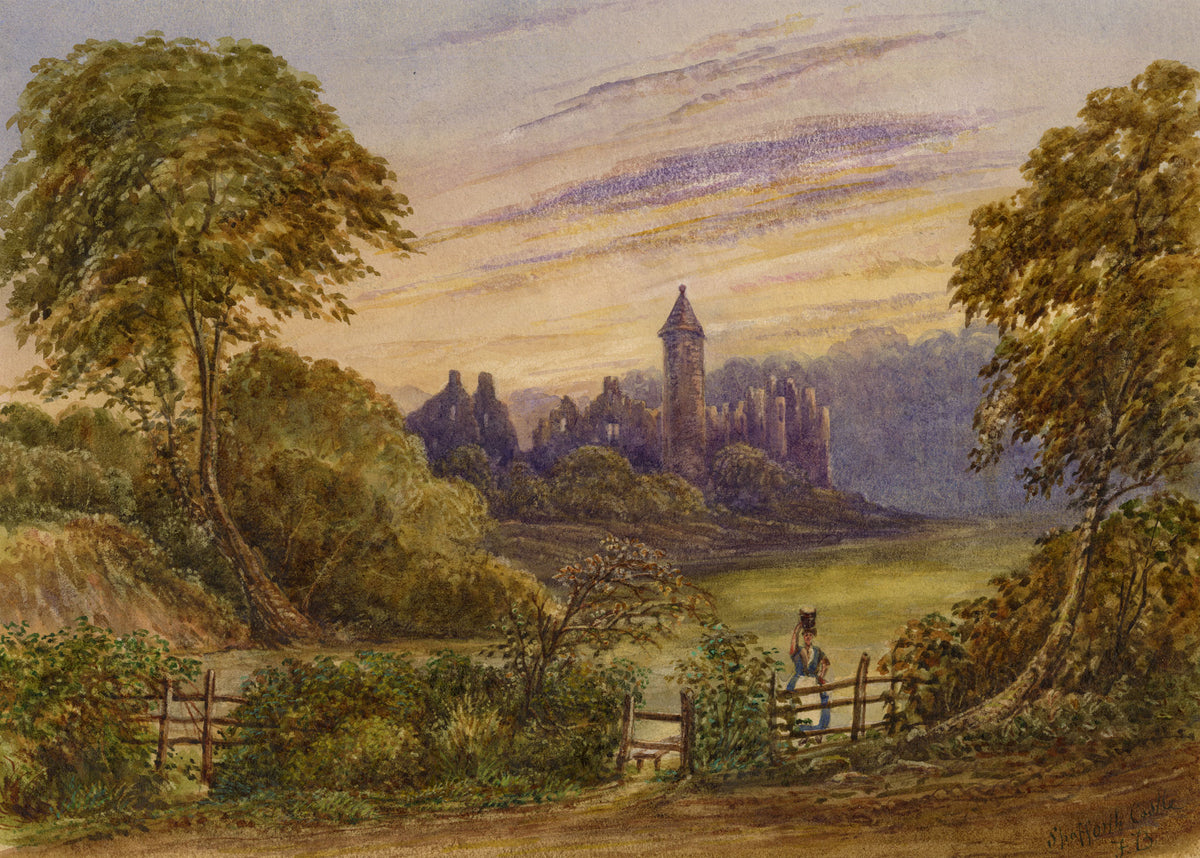 F. Bainbridge, Spofforth Castle, Yorkshire – 1870s watercolour painting