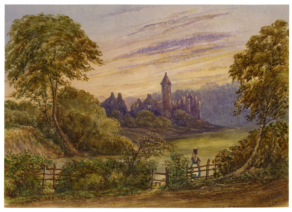 F. Bainbridge, Spofforth Castle, Yorkshire – 1870s watercolour painting