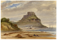 F. Bainbridge, Mont Orgueil Castle & Harbour of Gorey, Jersey – 1883 watercolour painting