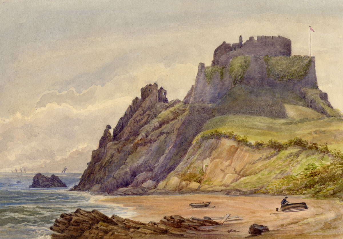 F. Bainbridge, Mont Orgueil Castle, Jersey – 1883 watercolour painting