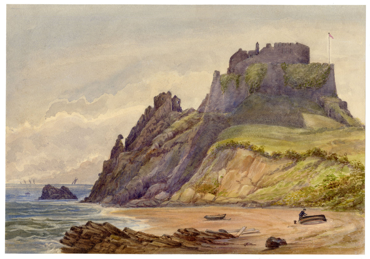 F. Bainbridge, Mont Orgueil Castle, Jersey – 1883 watercolour painting