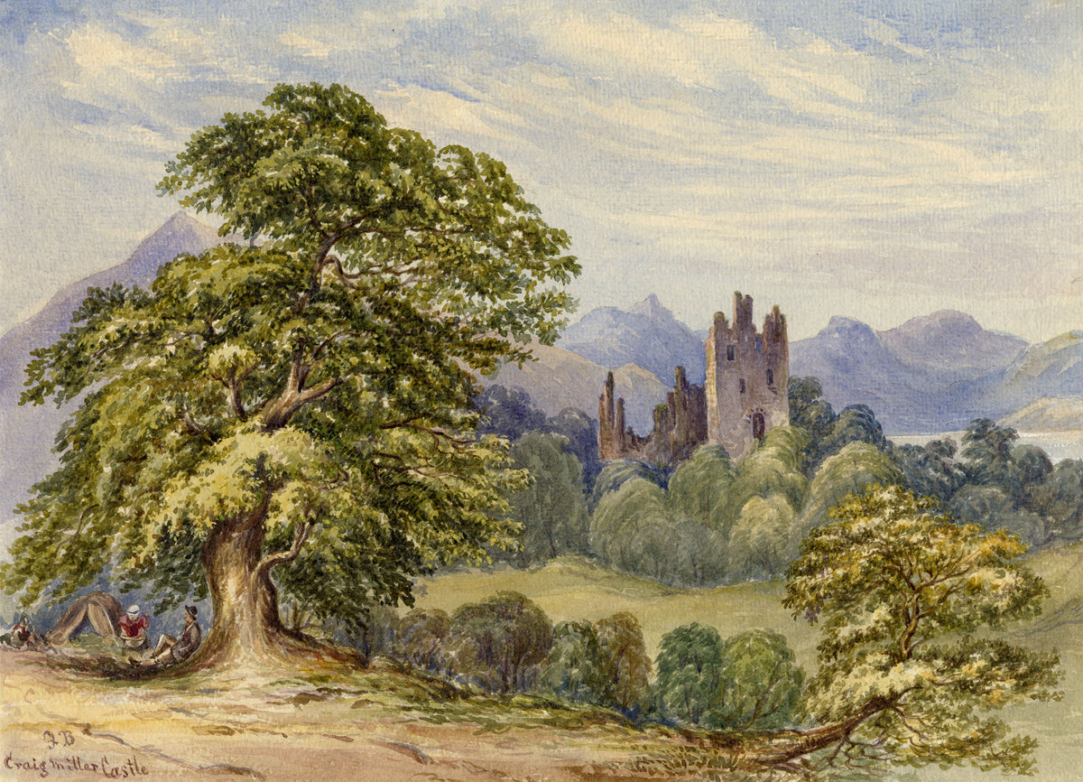 F. Bainbridge, Scottish Castle – 1870s watercolour painting