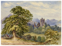 F. Bainbridge, Scottish Castle – 1870s watercolour painting