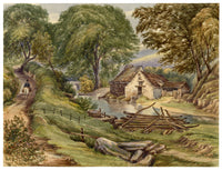 F. Bainbridge, Mill nears Melrose, Scottish Borders – 1870s watercolour painting