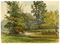 F. Bainbridge, Lugg Meadows, Herefordshire – 1884 watercolour painting