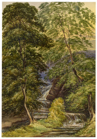 F. Bainbridge, Cotter Force Waterfall near Hawes, Yorkshire – 1872 watercolour painting
