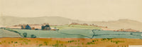 Eleanor Hughes RI, Landscape in East Sussex – 1920 watercolour painting