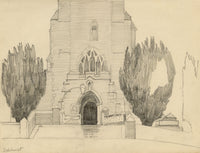 Eleanor Hughes RI, St Mary's Church, Salehurst, East Sussex – 1920 graphite drawing