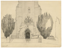 Eleanor Hughes RI, St Mary's Church, Salehurst, East Sussex – 1920 graphite drawing