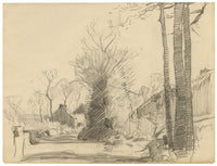 Eleanor Hughes RI, Village Road with Trees – 1920 graphite drawing