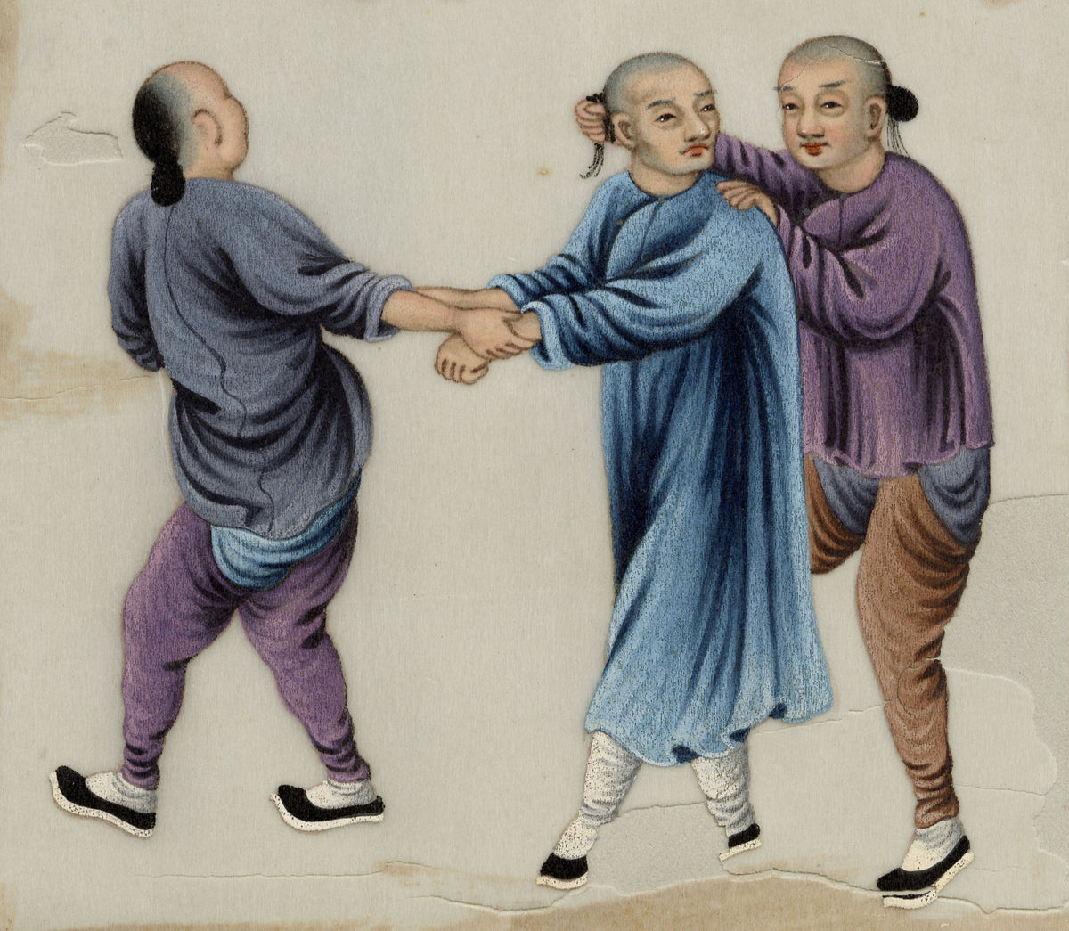 Chinese School, Prisoner & His Captors – Mid-19th-century chinese painting on pith
