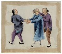 Chinese School, Prisoner & His Captors – Mid-19th-century chinese painting on pith