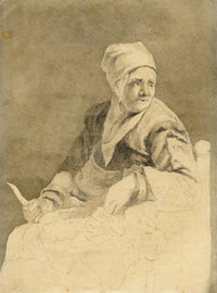 After Cornelis Visscher, A Woman Seated – Early 19th-century graphite drawing