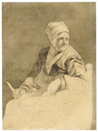 After Cornelis Visscher, A Woman Seated – Early 19th-century graphite drawing