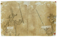 Attrib. Henry William Bunbury, Couple Seated at a Table Caricature – 18th-century pen & ink drawing