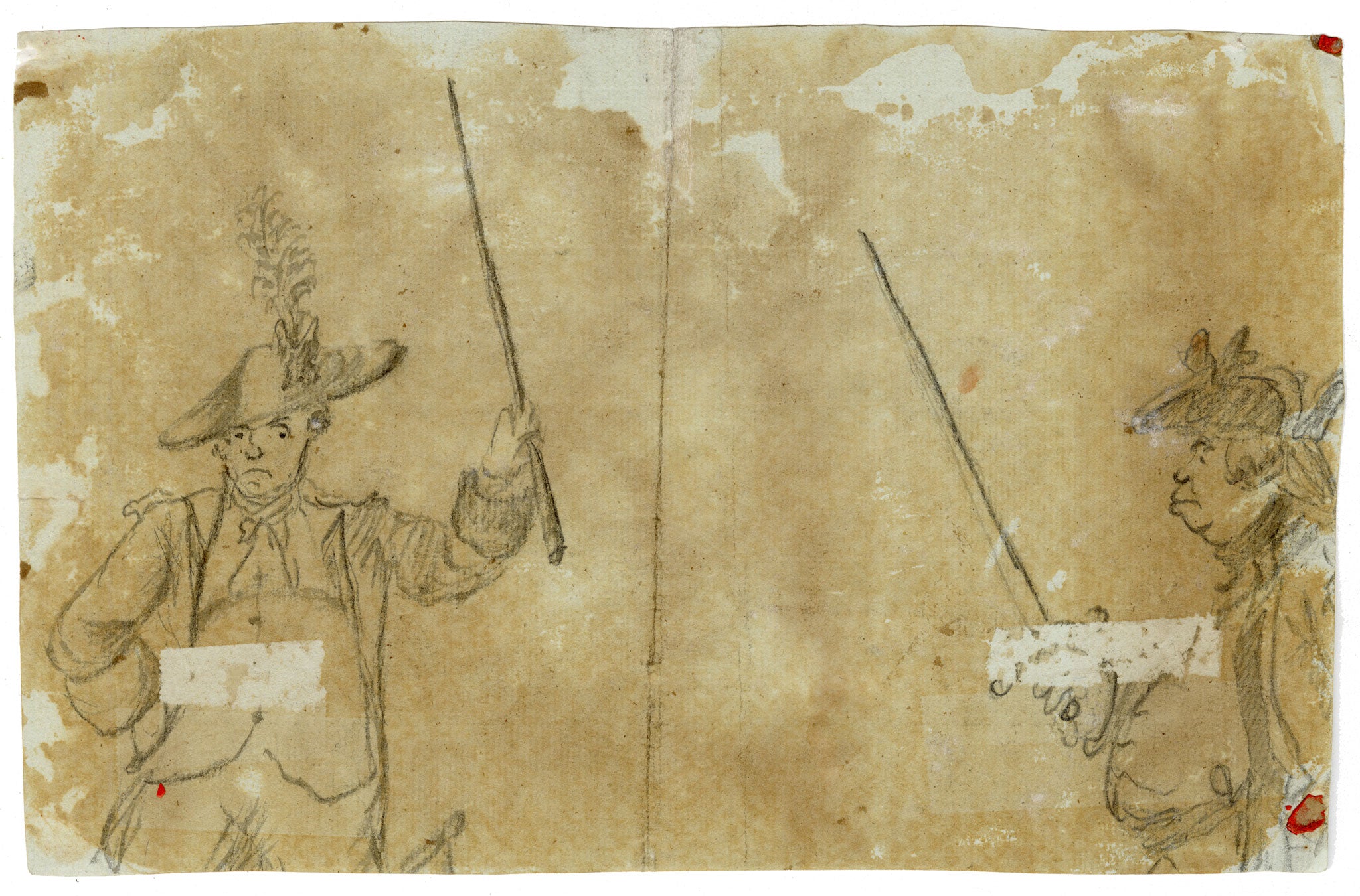 Attrib. Henry William Bunbury, Couple Seated at a Table Caricature – 18th-century pen & ink drawing