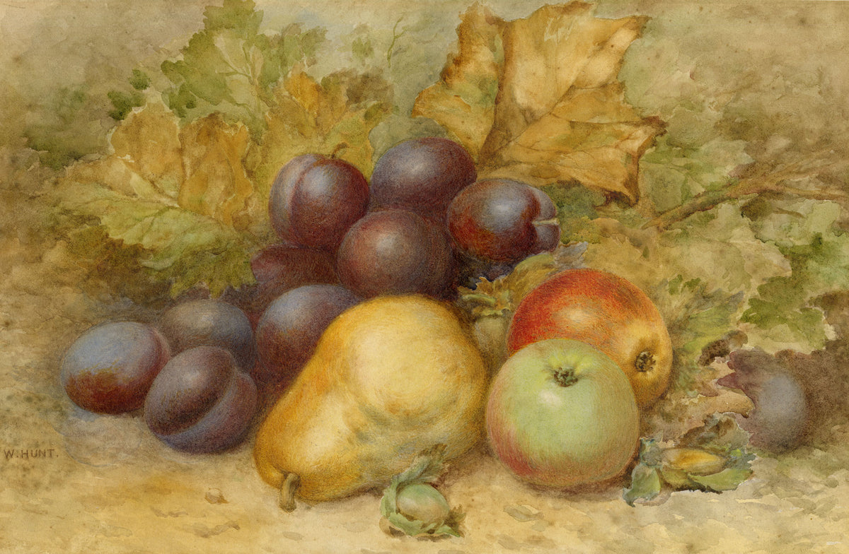 Attrib. William Henry Hunt OWS, Fruit Still Life – Mid-19th-century watercolour painting