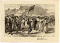 Sir Henry Morton Stanley, Henry Morton Stanley Meeting David Livingstone at Ujiji, Tanzania, Africa – 1872 wood engraving print