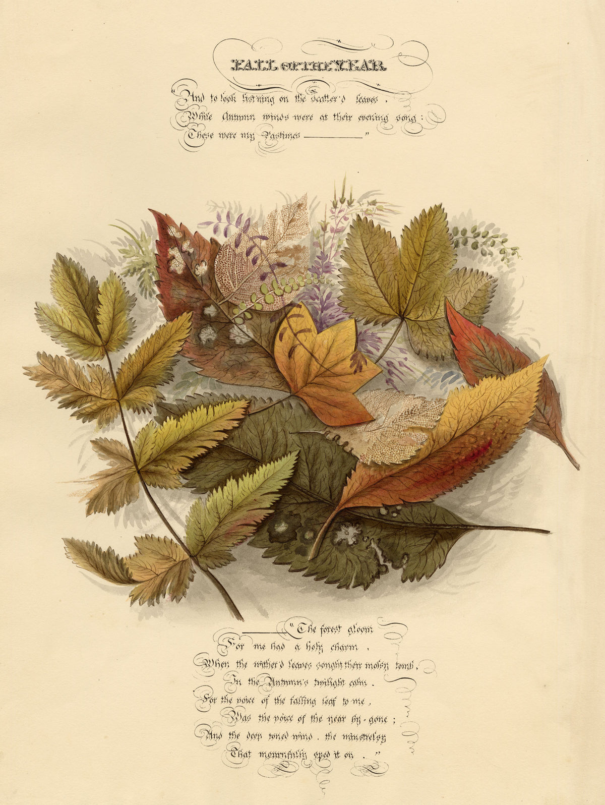 Louisa Hare, Autumn Leaves, Byron's Manfred – c.1832 watercolour painting