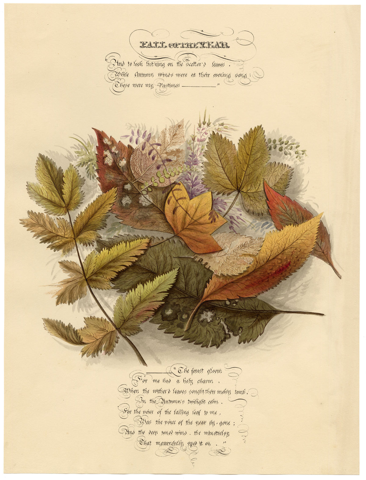 Louisa Hare, Autumn Leaves, Byron's Manfred – c.1832 watercolour painting