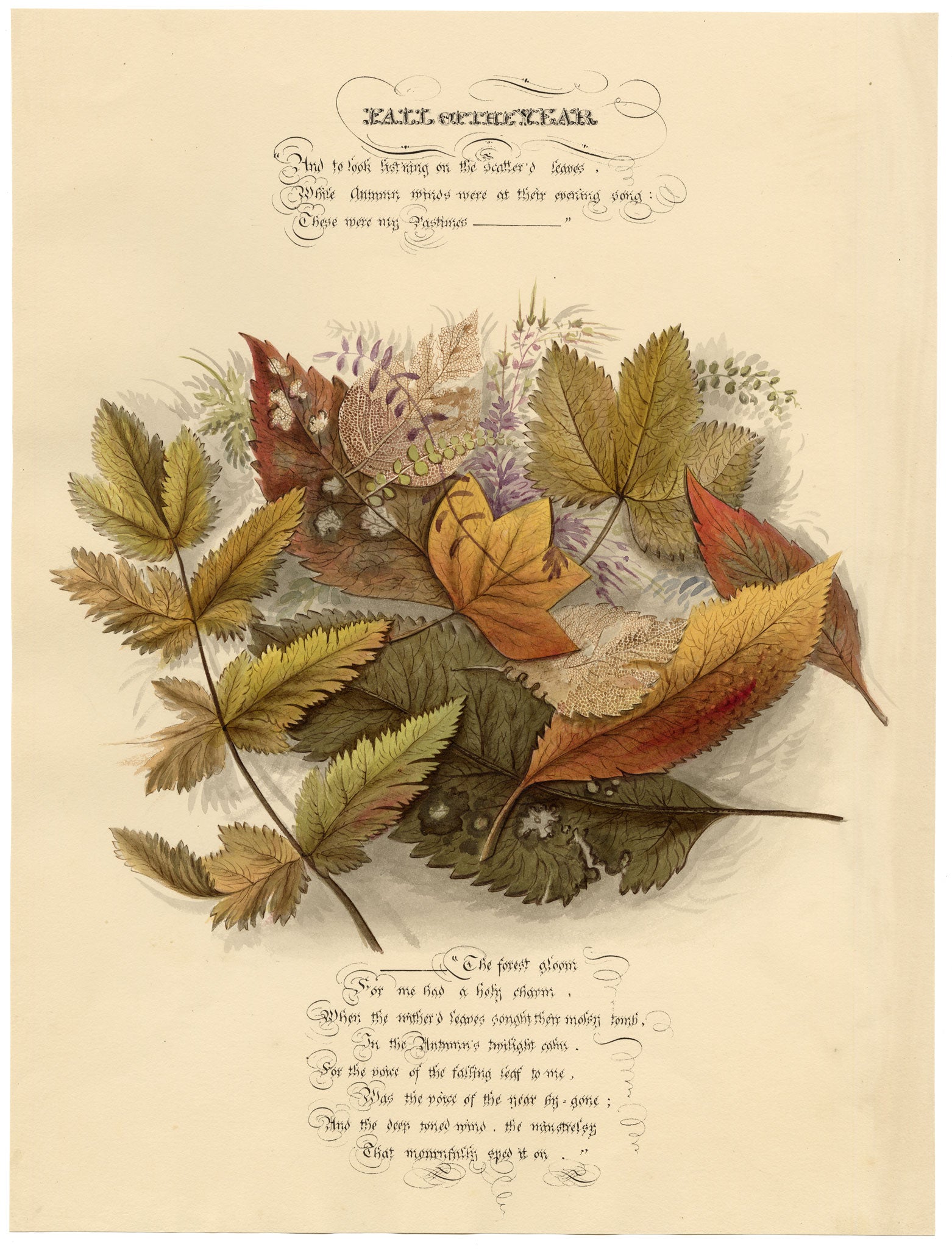 Louisa Hare, Autumn Leaves, Byron's Manfred – c.1832 watercolour painting