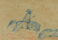 Anon., Indian Pig-sticking Boar Hunt Sport, The Buffs Regiment – 1873 pastel drawing