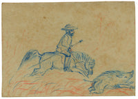 Anon., Indian Pig-sticking Boar Hunt Sport, The Buffs Regiment – 1873 pastel drawing