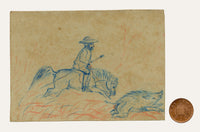 Anon., Indian Pig-sticking Boar Hunt Sport, The Buffs Regiment – 1873 pastel drawing