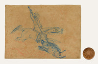 Anon., Indian Pig-sticking Boar Hunt Sport, The Buffs Regiment – 1873 pastel drawing