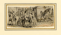 Attrib. Reinier Vinkeles, Amsterdam Street Scene with Horse Sleigh – 18th-century watercolour painting