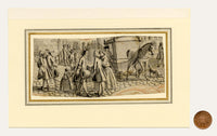 Attrib. Reinier Vinkeles, Amsterdam Street Scene with Horse Sleigh – 18th-century watercolour painting