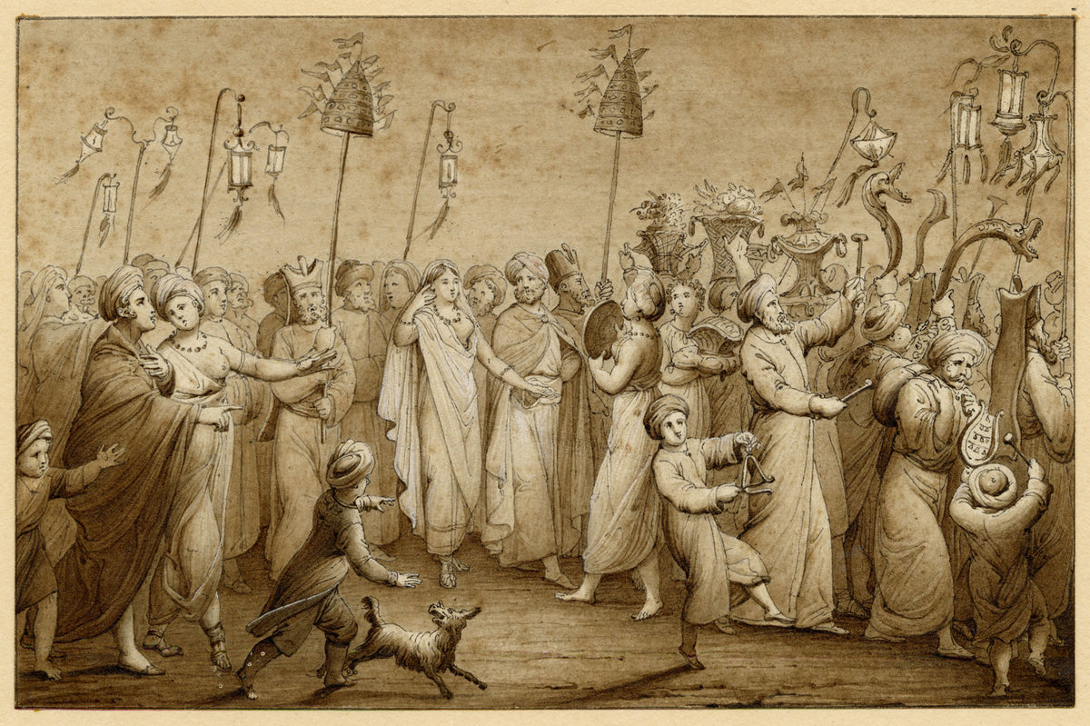Thomas Charles Naudet, Mariage Moresque (Moorish Wedding Procession) – c.1820 watercolour painting