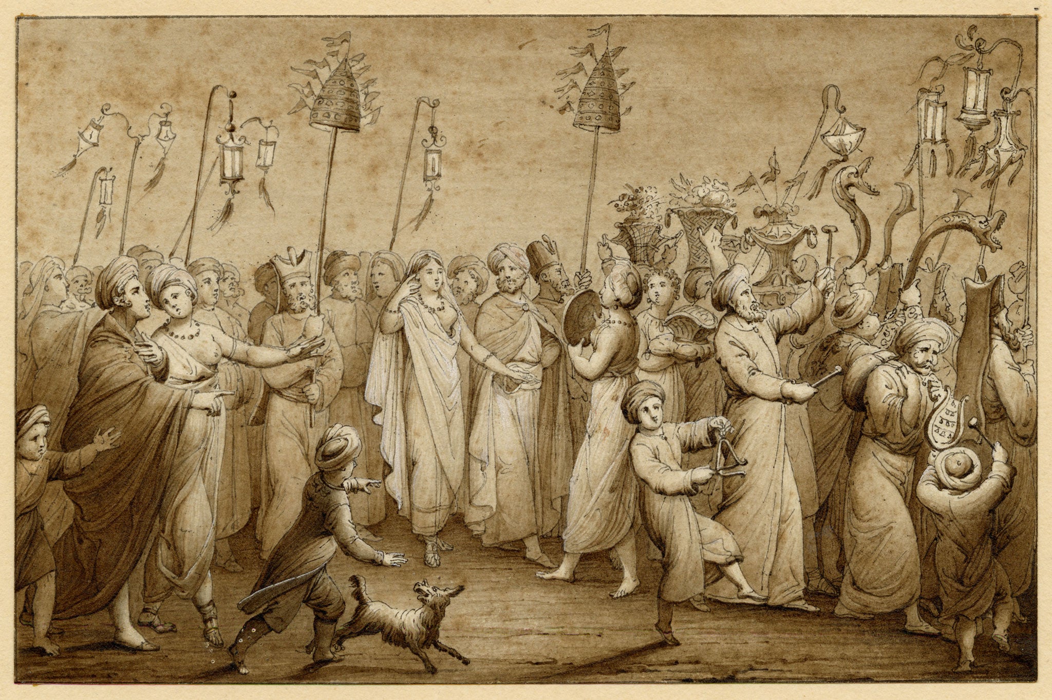Thomas Charles Naudet, Mariage Moresque (Moorish Wedding Procession) – c.1820 watercolour painting