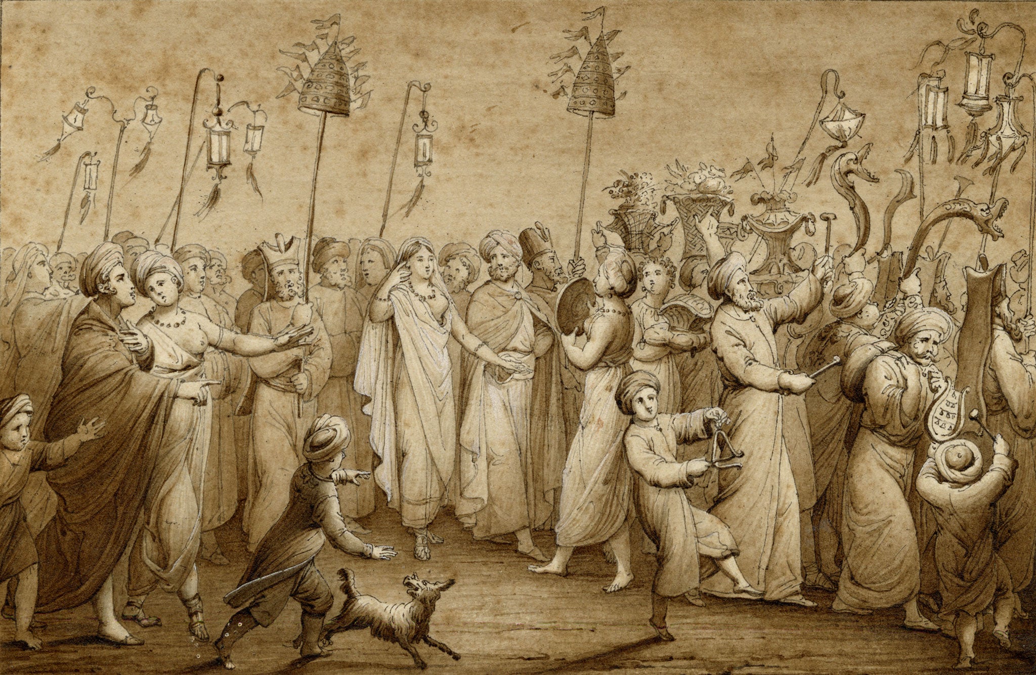 Thomas Charles Naudet, Mariage Moresque (Moorish Wedding Procession) – c.1820 watercolour painting
