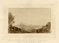 Mary Ann J. Thynne, Arthur's Seat & Calton Hill from the Botanic Garden at Edinburgh, Scotland – 1837 watercolour painting