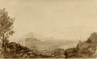 Mary Ann J. Thynne, Arthur's Seat & Calton Hill from the Botanic Garden at Edinburgh, Scotland – 1837 watercolour painting