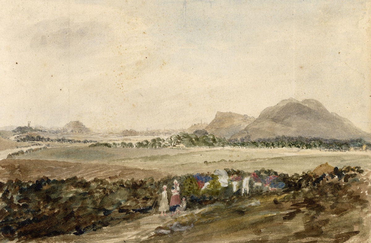 Mary Ann J. Thynne, Edinburgh from the Braid Hills near Dalkeith, Scotland – 1837 watercolour painting