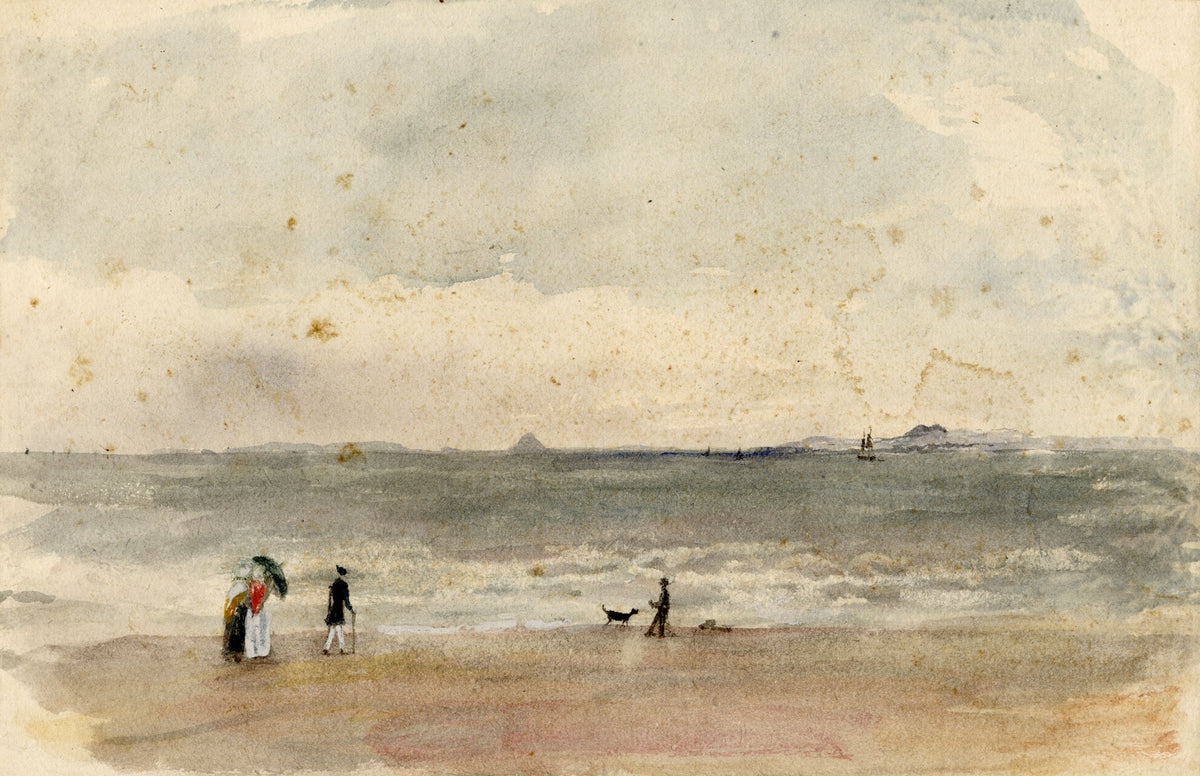 Mary Ann J. Thynne, North Berwicklaw from Portobello near Edinburgh, Scotland – 1837 watercolour painting