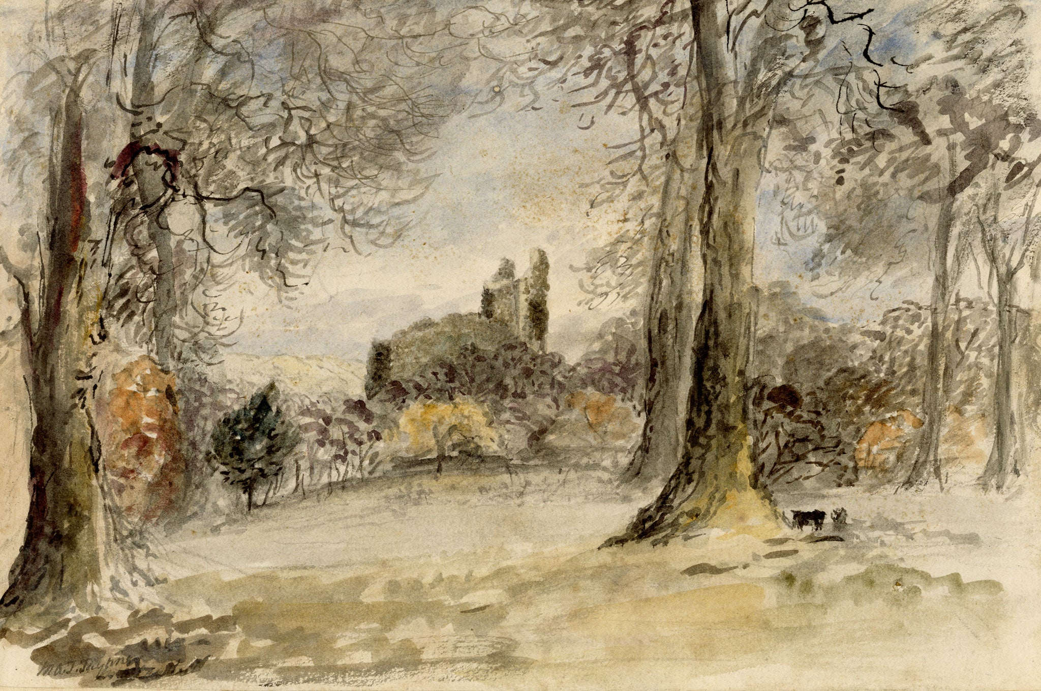 Mary Ann J. Thynne, Harewood Castle, Yorkshire – 1837 watercolour painting