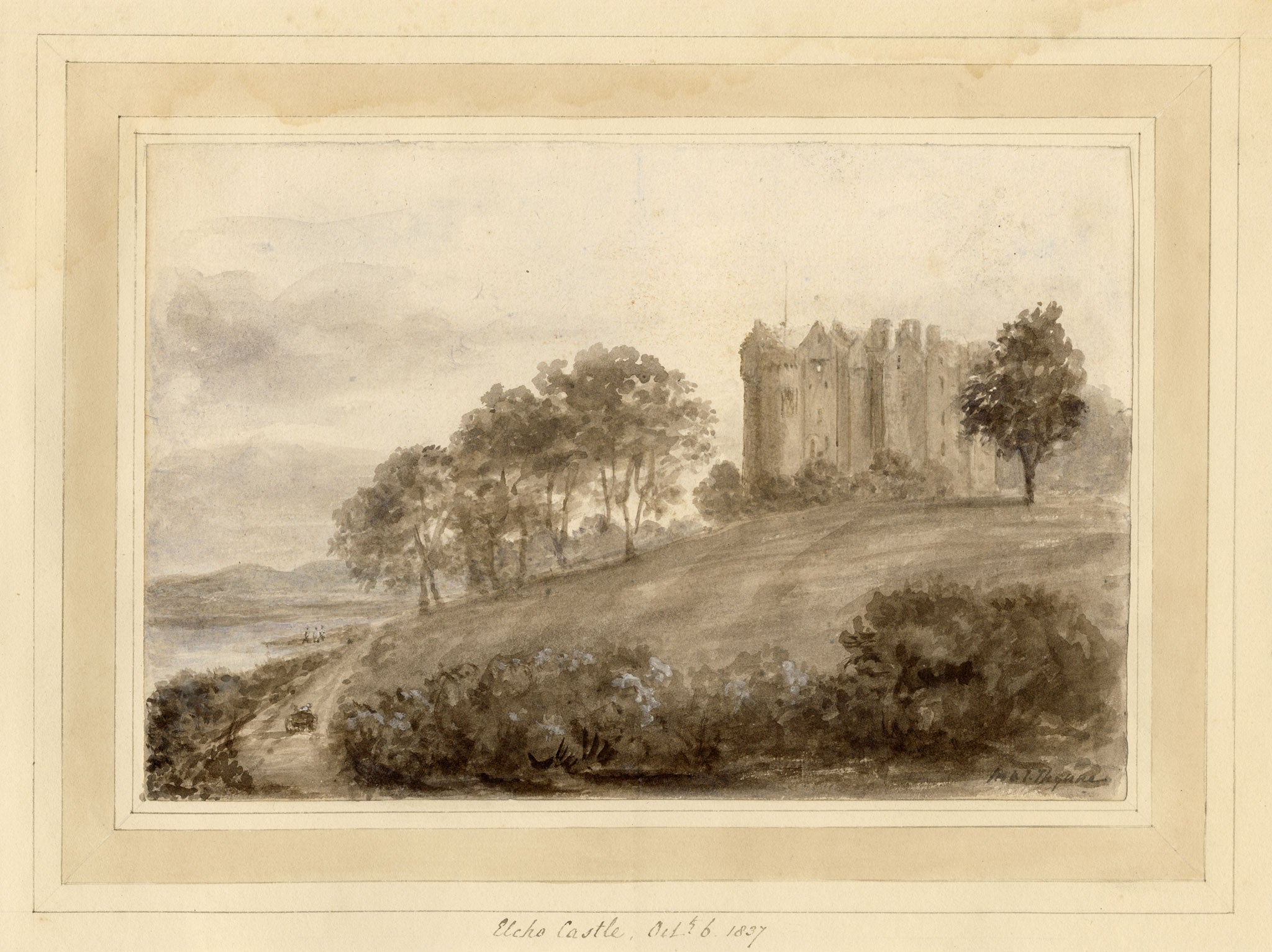 Mary Ann J. Thynne, Elcho Castle, Perth, Scotland – 1837 watercolour painting