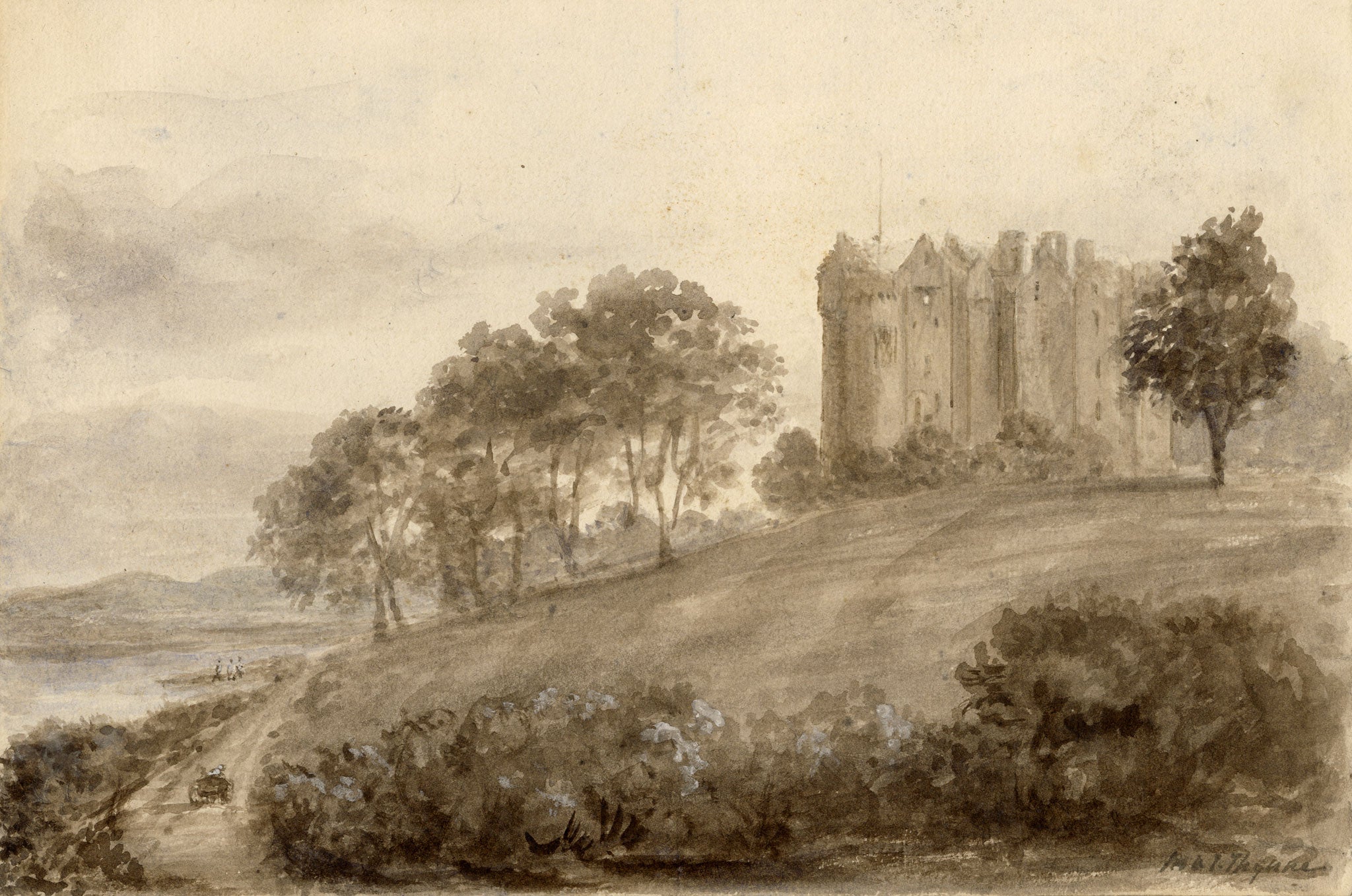 Mary Ann J. Thynne, Elcho Castle, Perth, Scotland – 1837 watercolour painting