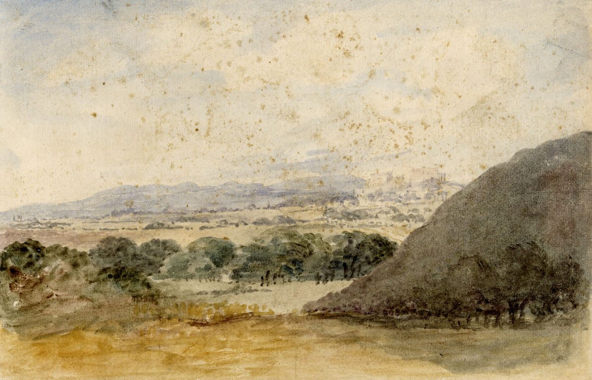 Mary Ann J. Thynne, Edinburgh from the Braid Hills, Scotland – 1837 watercolour painting