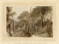 Mary Ann J. Thynne, The Old Wood at Dalkeith & the Church from the Walk, Midlothian, Scotland – 1837 watercolour painting