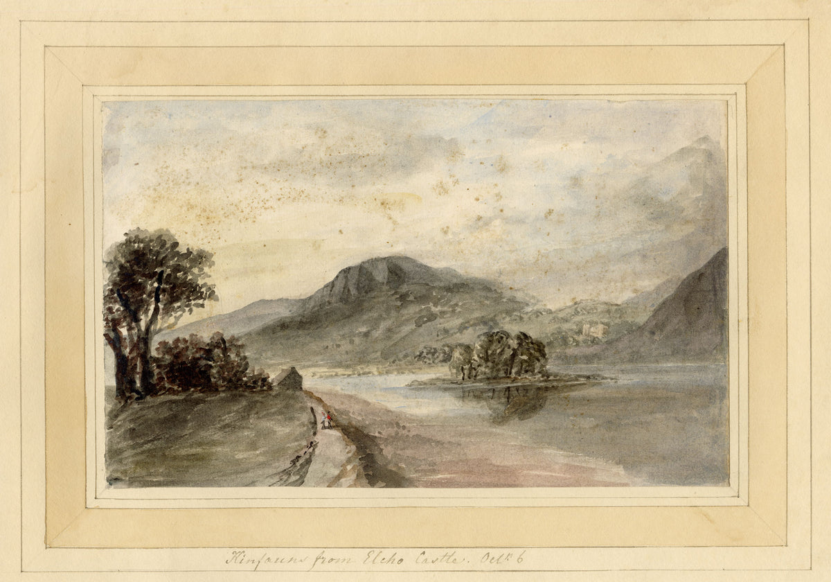 Mary Ann J. Thynne, Kinfauns from Elcho Castle, Perth, Scotland – 1837 watercolour painting