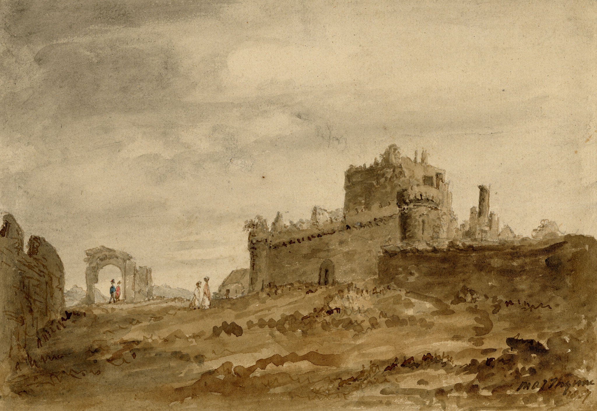 Mary Ann J. Thynne, Craigmillar Castle, Edinburgh, Scotland – 1837 watercolour painting