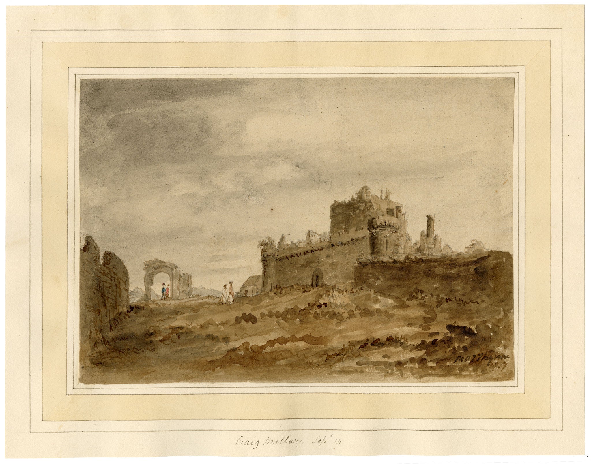 Mary Ann J. Thynne, Craigmillar Castle, Edinburgh, Scotland – 1837 watercolour painting